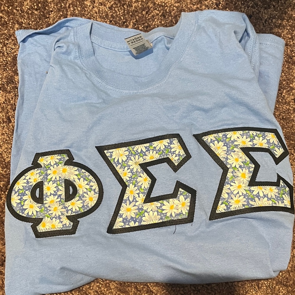 Phi sigma sigmaBlue Greek Letter T-Shirt with Floral pattern